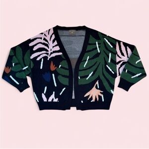 Anthropologie Bel Kazan Wool Blend Floral Print Cardigan